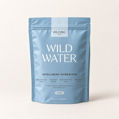 Front of the WILD WATER™ Lychee pouch on a linen background.